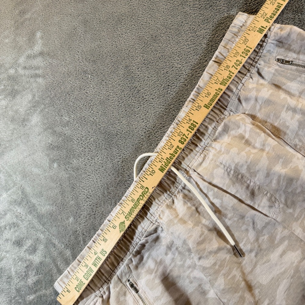 Athleta Cabo Tide Linen Jogger Women 22 Tan Camo Drawstring Elastic Waist Pants - Picture 7 of 11